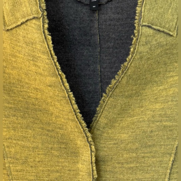 Eileen Fisher Merino Wool Mustard Yellow Blazer Fringe Hidden Snaps Sz M - Picture 4 of 12
